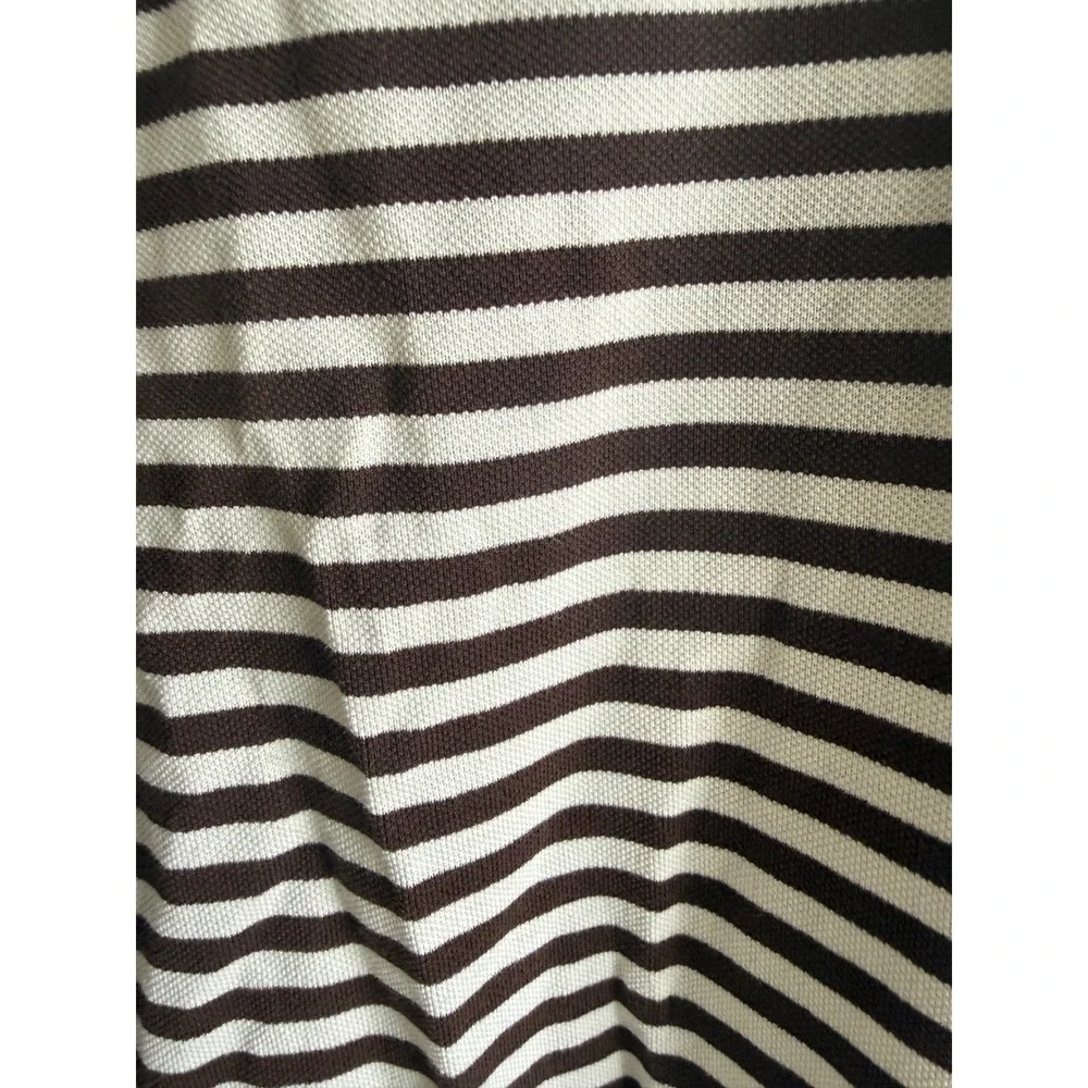 Ralph Lauren Brown White Striped Pima Cotton Polo Shirt Mens XXL Pocket Logo